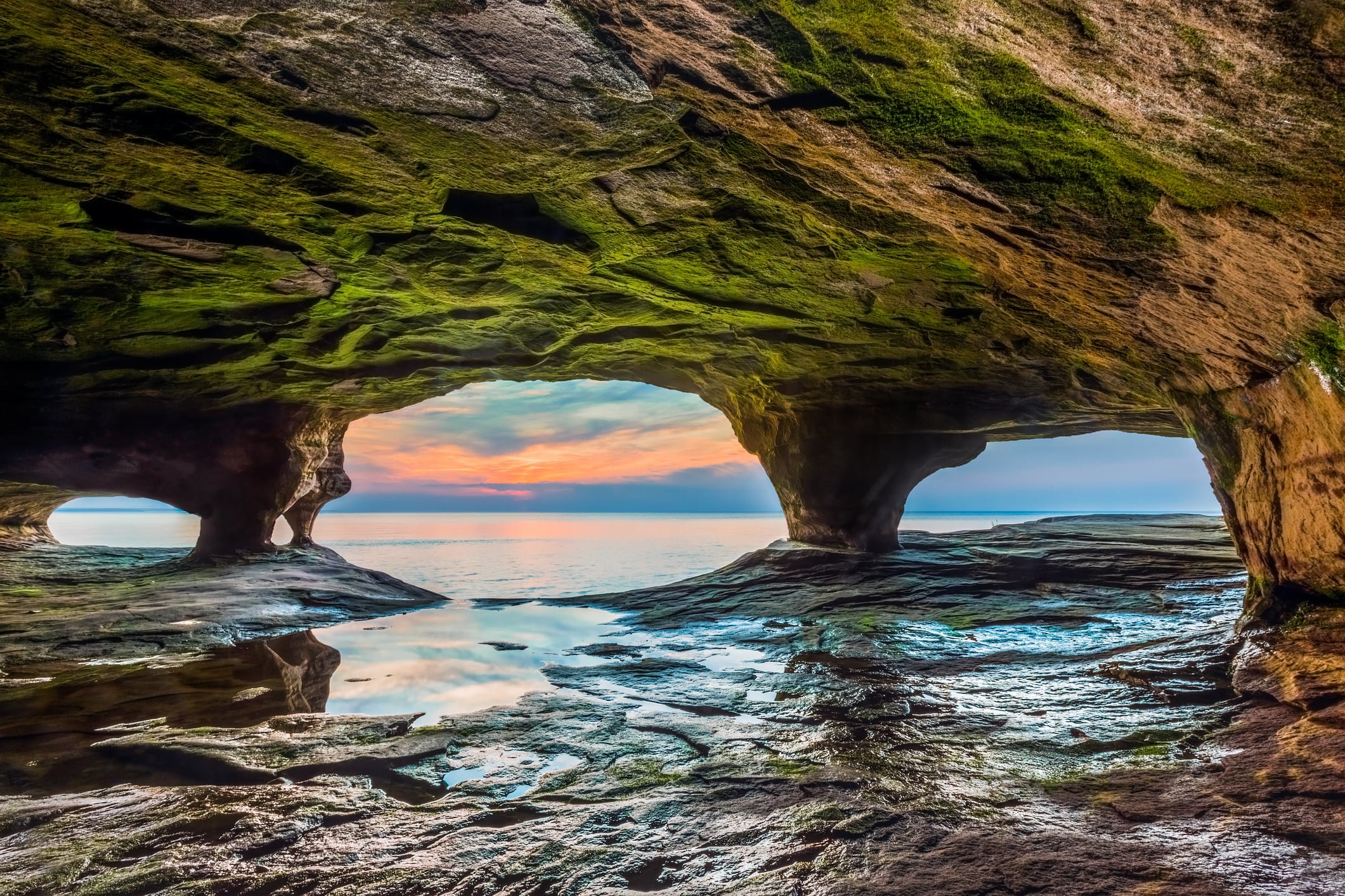 Superior Sea Cave Sunset