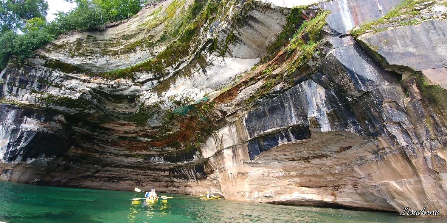 People kayaking around Pictured Rocks 
