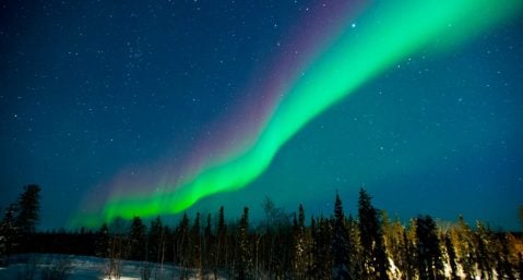 Northern lights stream across the Upper Peninsula sky