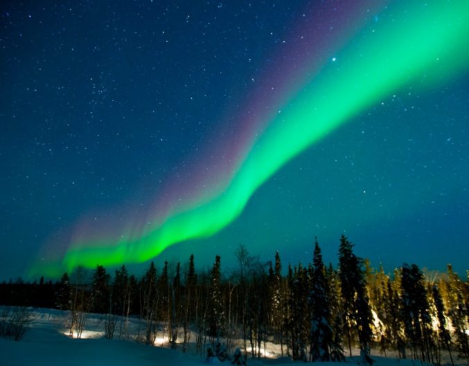 Northern lights stream across the Upper Peninsula sky