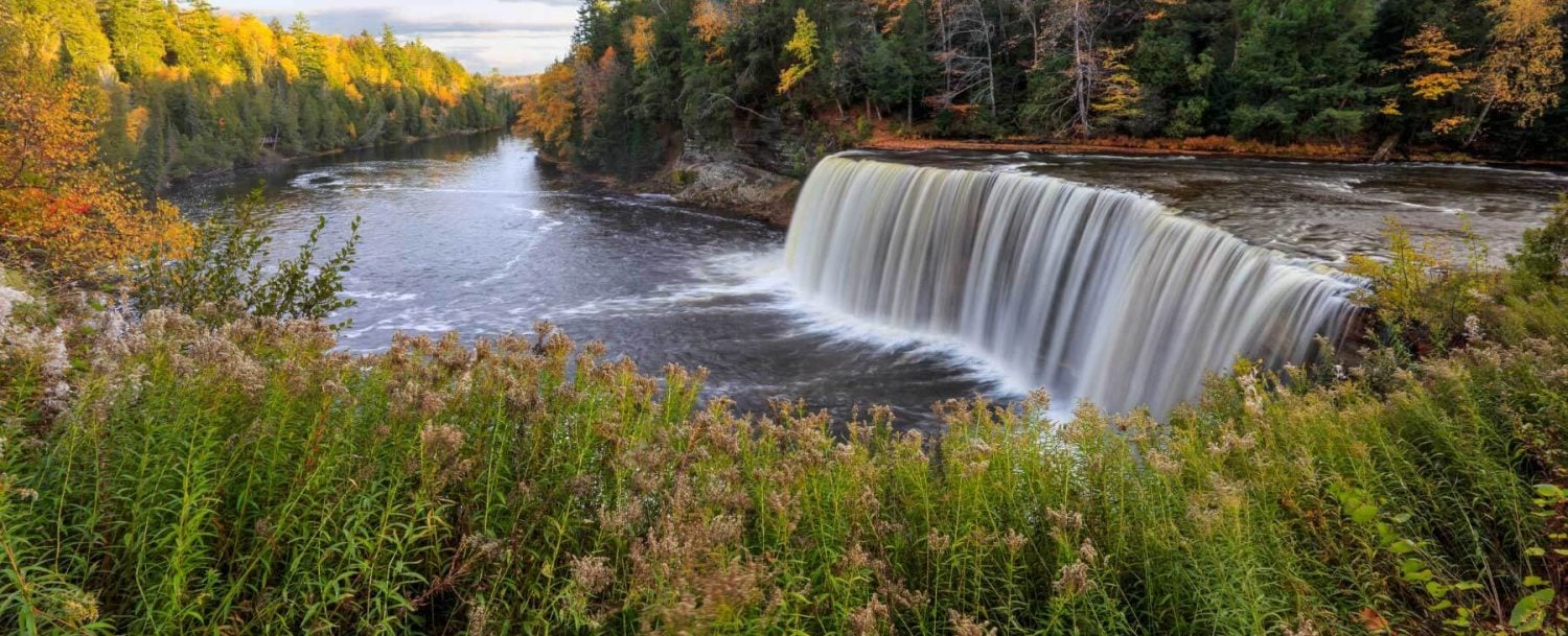 the lower waterfall at Tahquamenon Falls State Park