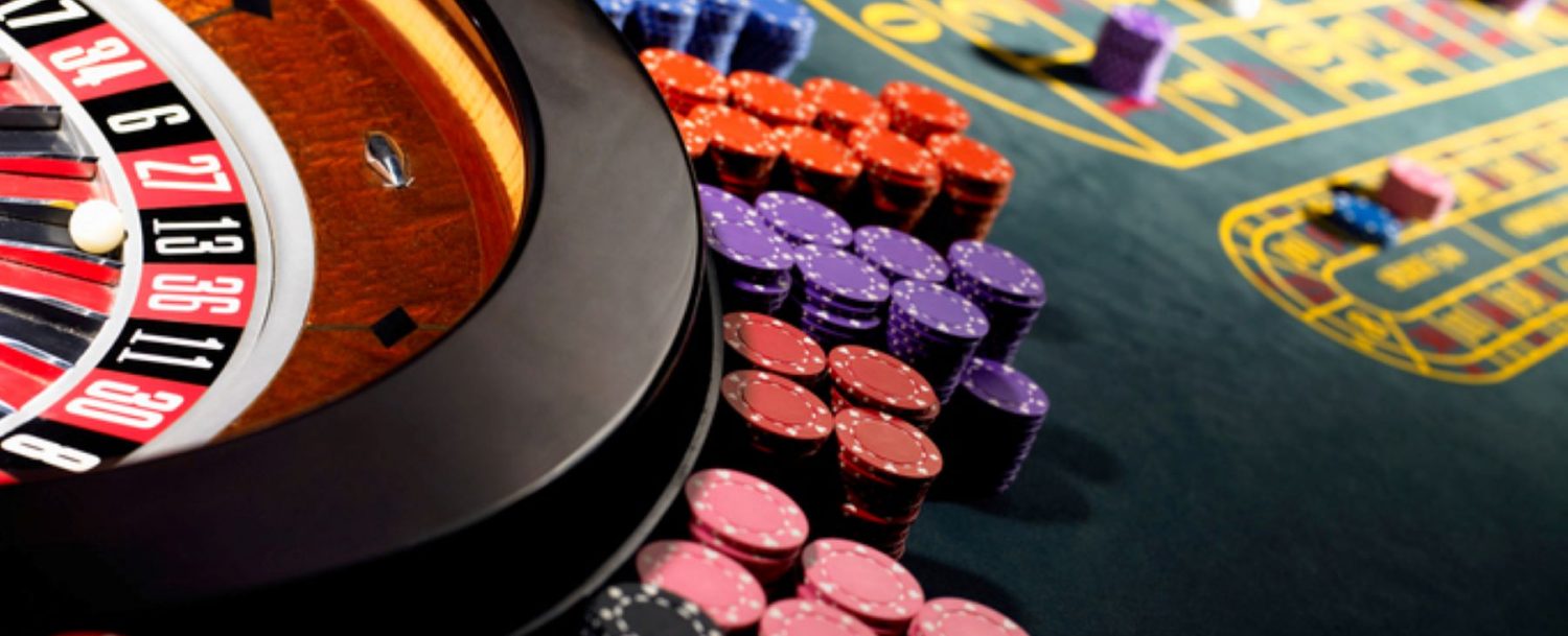 Casino table with chips