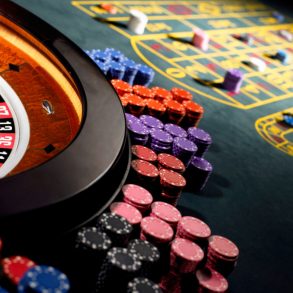 Casino table with chips