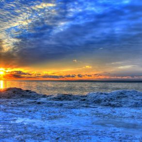Lake Michigan with snow