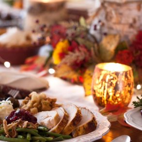 Picture of food on a table at Thanksgiving in Michigan