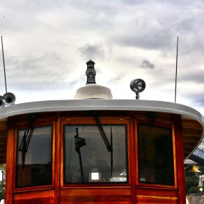 A tour boat in East Michigan on a sunny day