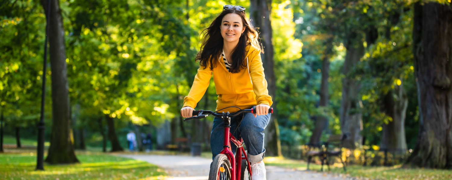 woman riding bike