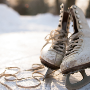 ice skates on outdoor ice rink