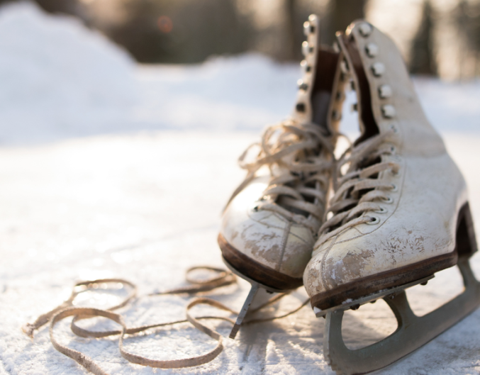 ice skates on outdoor ice rink