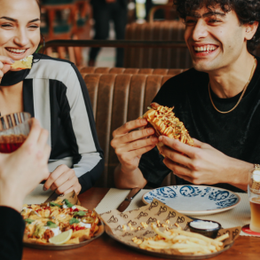 friends eating at restaurant