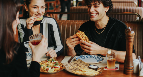 friends eating at restaurant