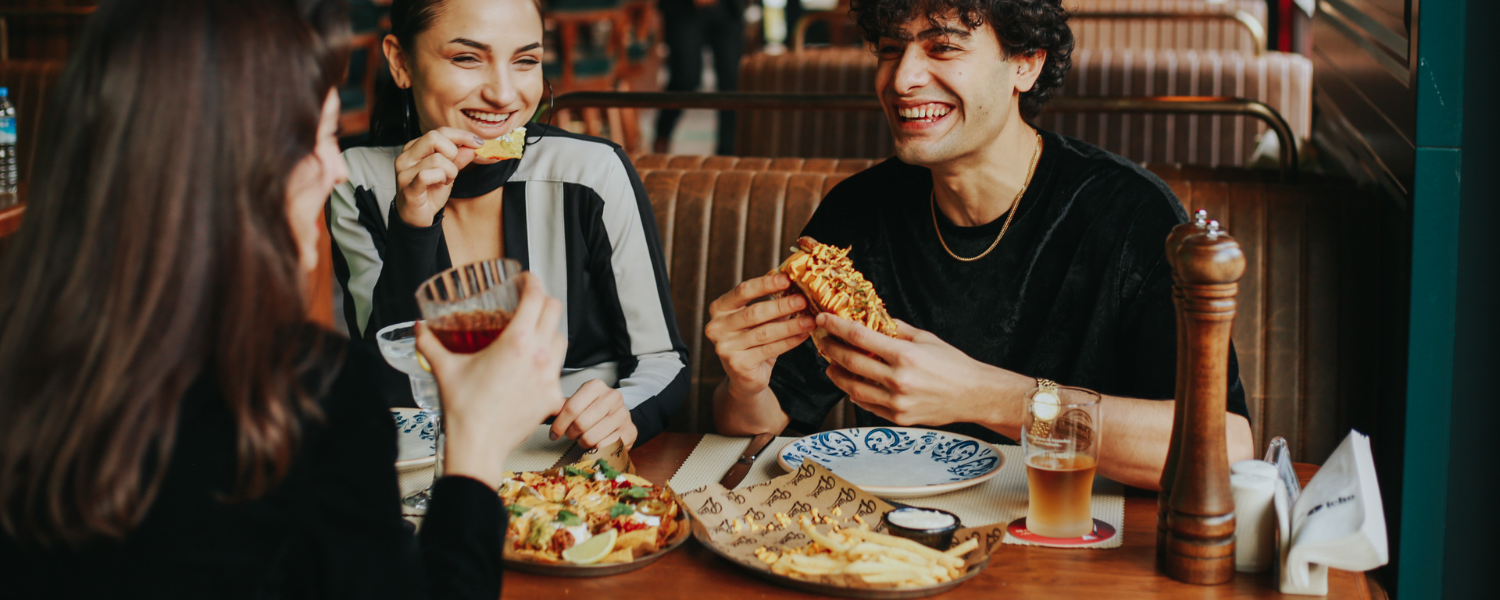 friends eating at restaurant