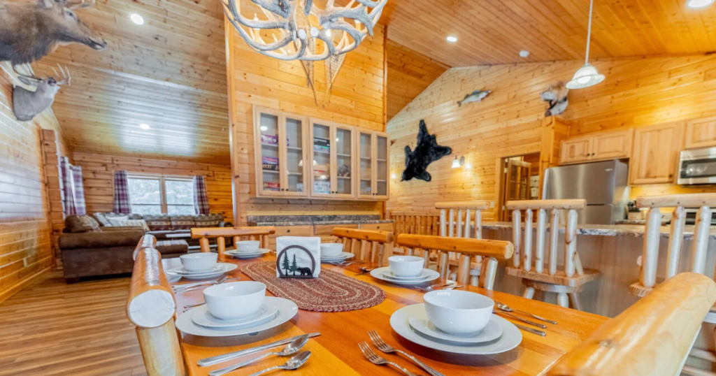 log cabin vacation rental interior