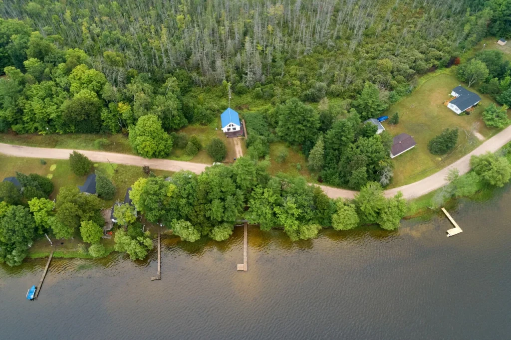 An aerial shot of Paradise Chalet. 