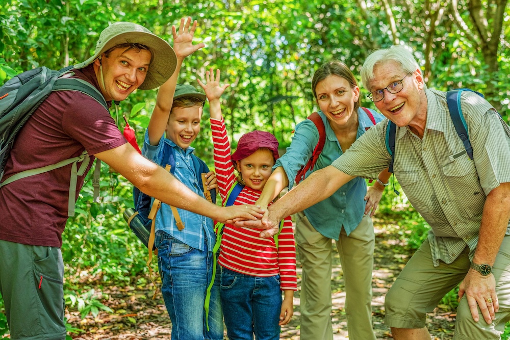 Family enjoying outdoor adventure photo.