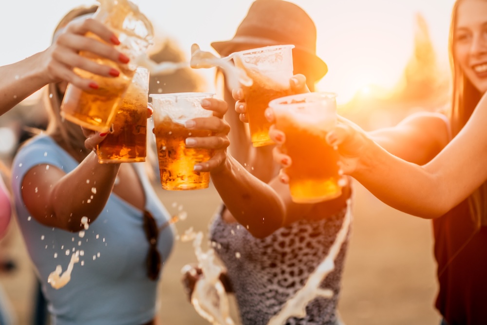 cheering with beer at festival